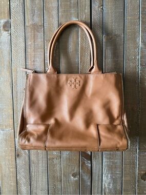 Tory Burch Ella Leather Tote with Embossed Logo